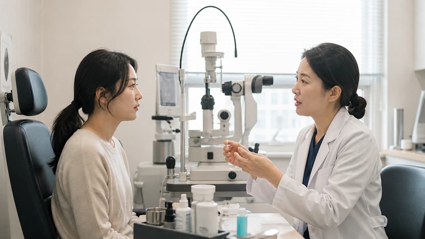 일반 세안과 진료 후 눈꺼풀 위생의 목적 부위 방법 주의를 구분한 도식