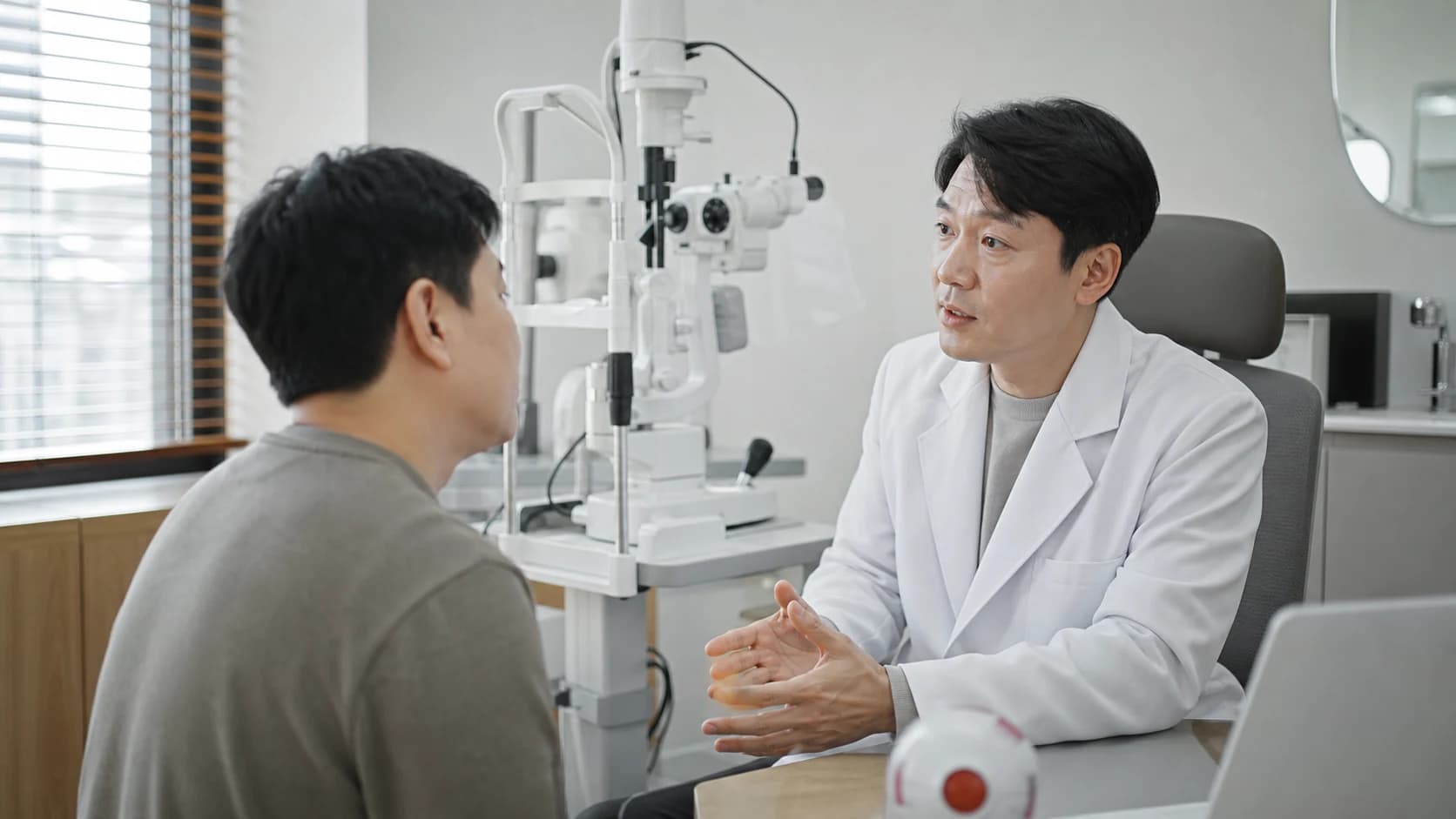 창문과 모니터 배치, 직접 반사, 밝기와 화면 관리 기준