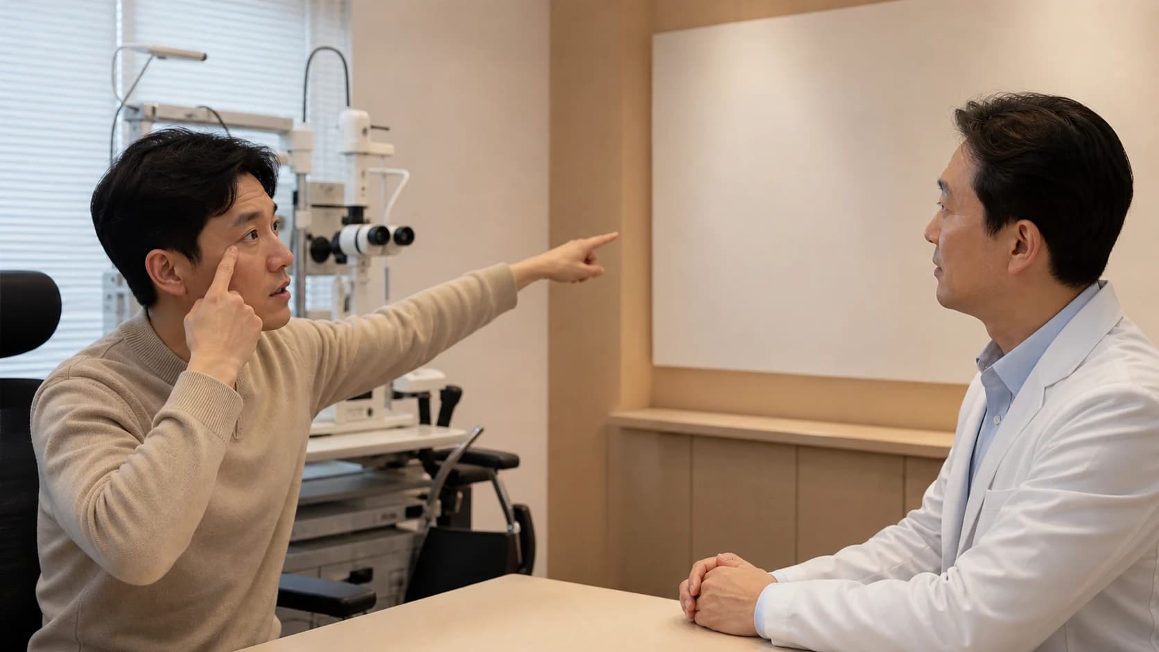 아이의 먼 과업과 가까운 과업을 거리·행동·눈별 차이·지속·불편 표현의 같은 항목으로 관찰하는 안내