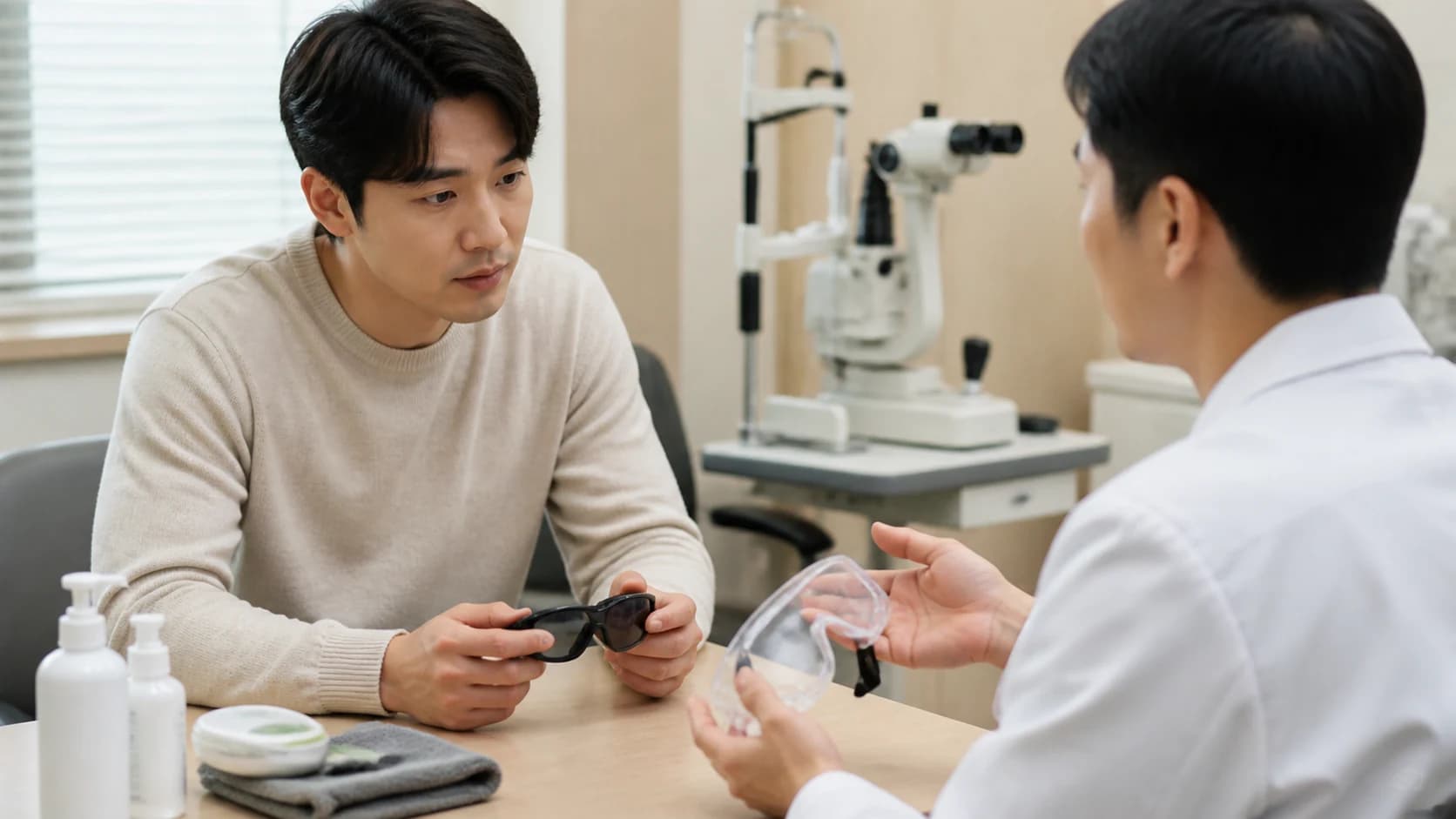 운전과 세안 및 운동을 서로 다른 허용 조건으로 확인하는 안내