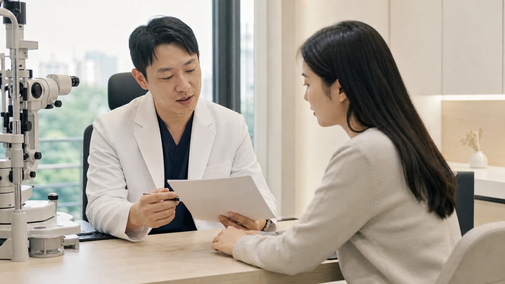 검사 뒤 자료와 동의서를 읽고 질문할 시간 및 후속 창구를 확인하는 표