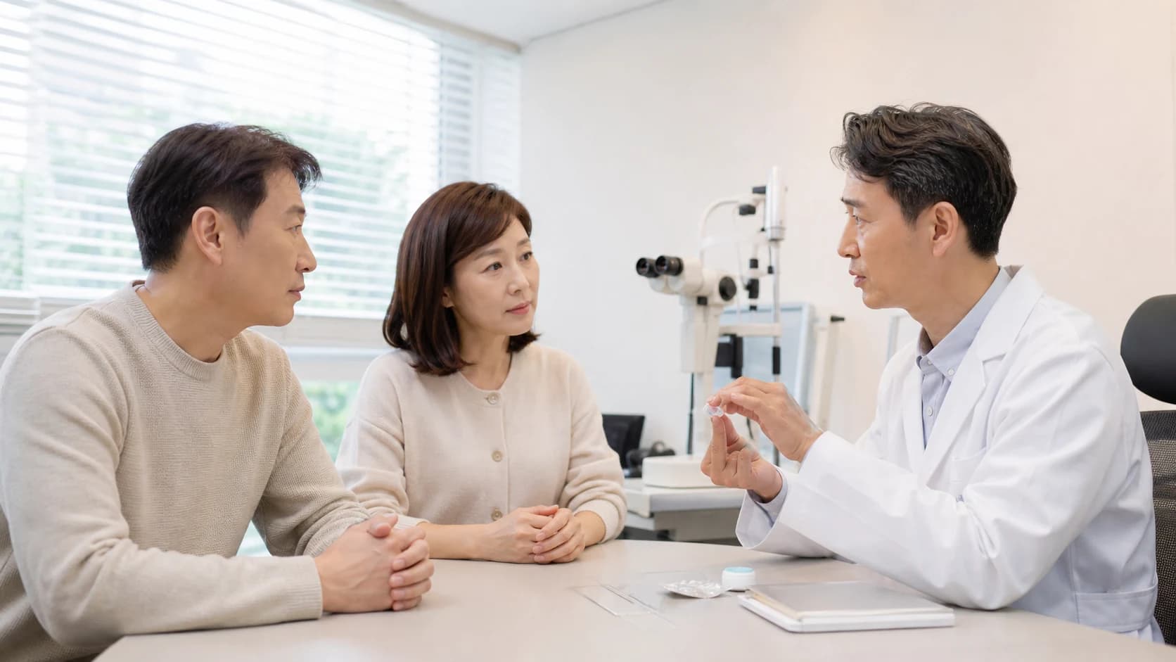 노안용 콘택트렌즈의 눈 상태와 관리 조건 및 중단 연락 신호를 정리한 안내