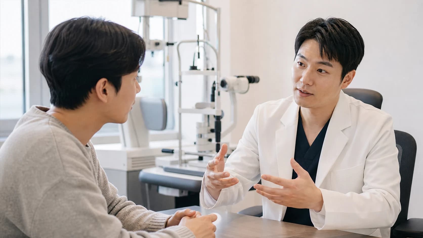 라섹 표면절삭술의 정확한 명칭과 회복 안내를 일치시키는 확인 도해