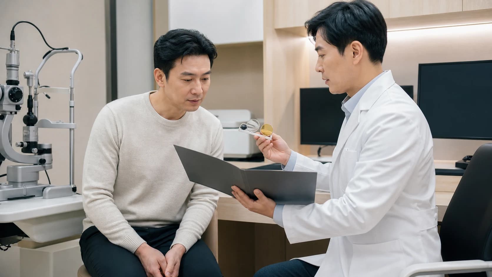 난시 상담에서 증상 검사 선택과 한계 다음 행동을 기록하는 기준