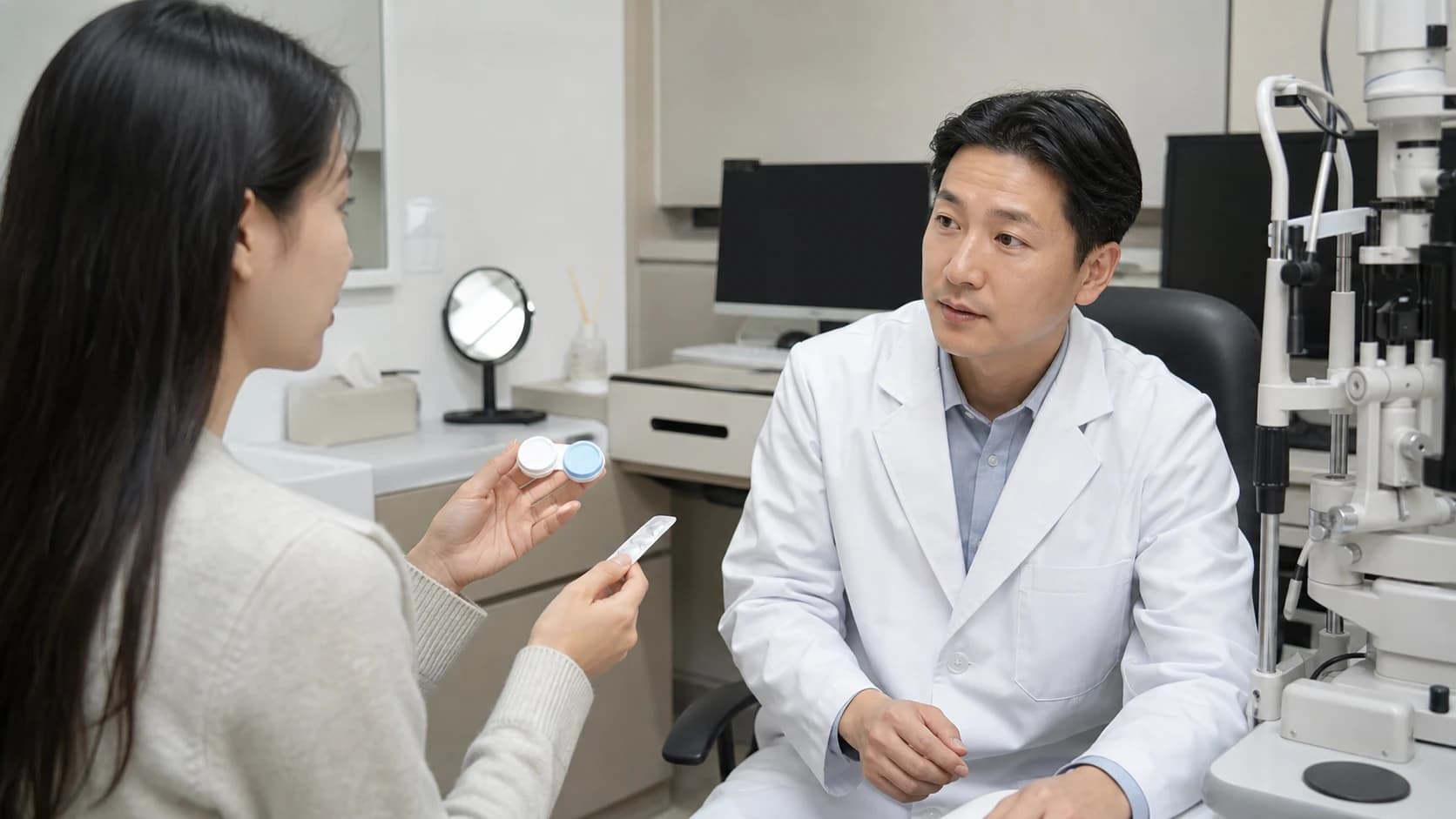 렌즈 종류 최근 착용 평소 습관 중단 지침 준수 여부 전달 기준
