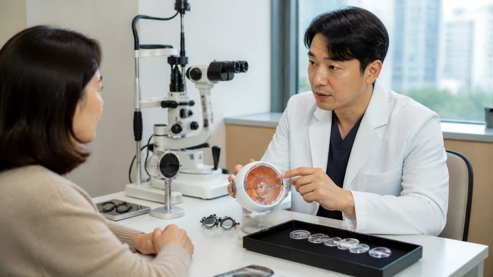 거리 안경 야간 양안 목표를 눈표면 각막 수정체 망막 측정 전신 요인의 보류 근거와 함께 본 표