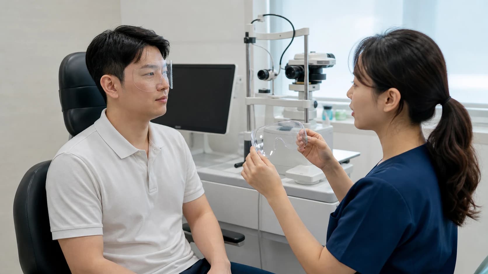 눈 비비기 금지 원칙과 보호구의 목적과 사용 기간을 구분한 표