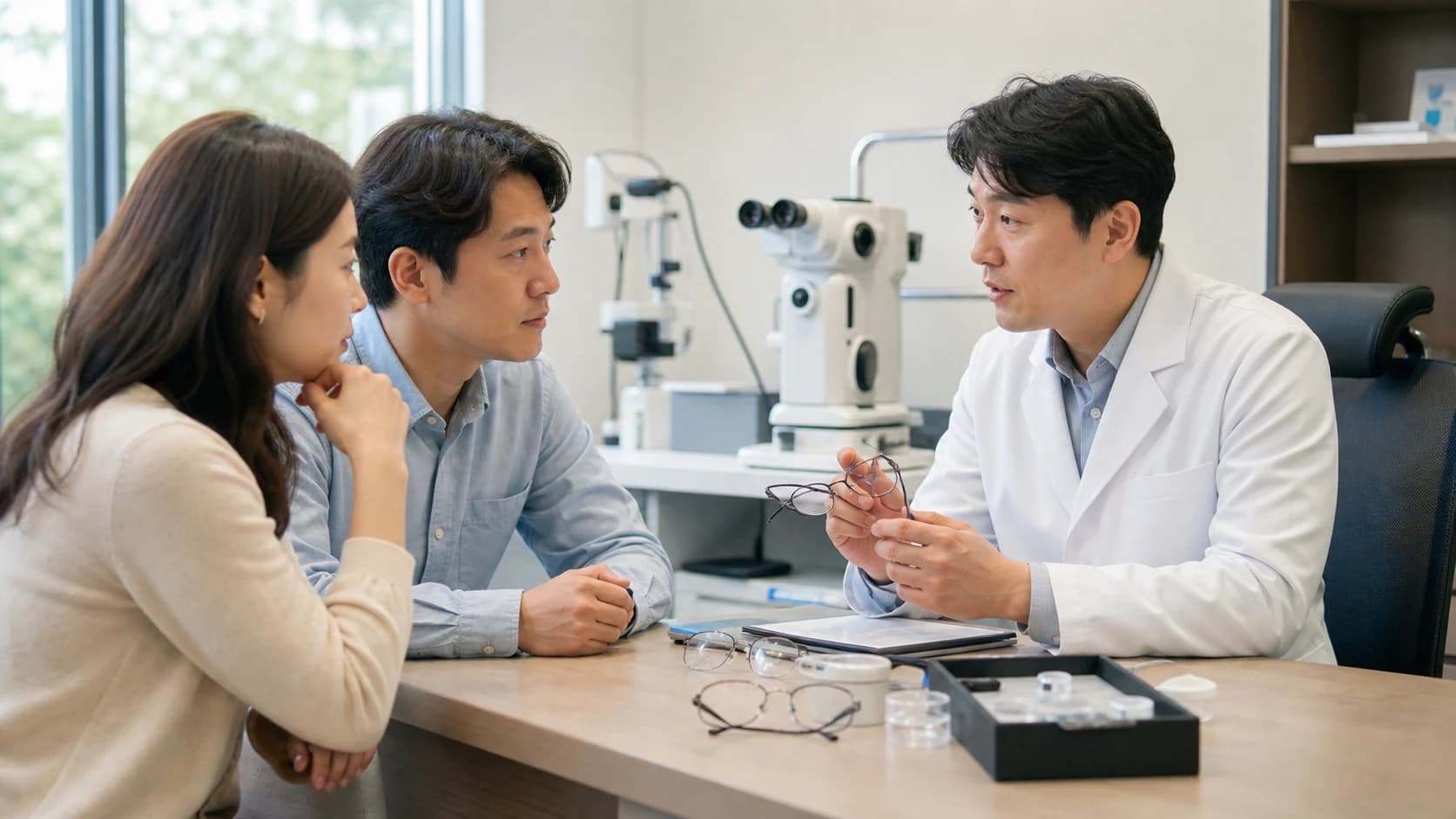 현재 처방과 흐림 변화와 착용 이력과 증상 기능을 모은 기록표