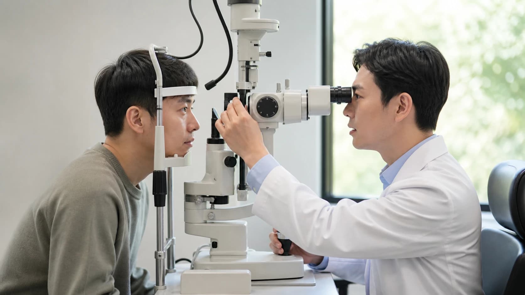 양쪽 눈을 따로 확인한 기준선에서 다음 검사를 선택하는 정보 도해
