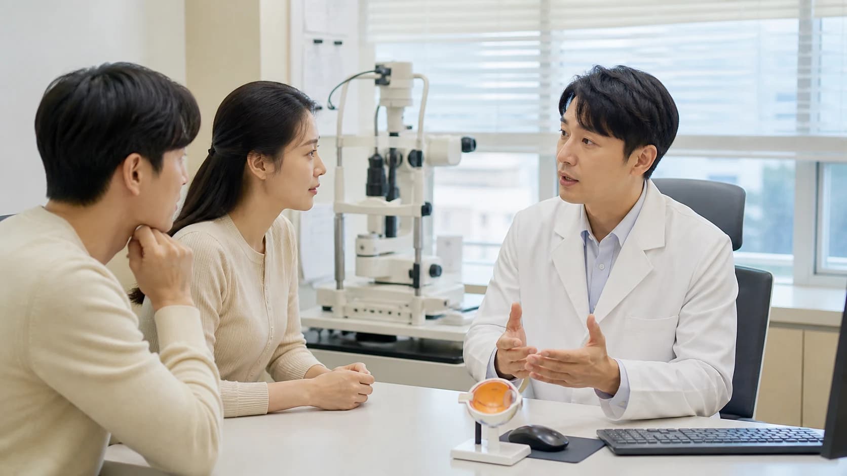 흐림 충혈 돌출 조직 검진 처방의 서로 다른 방문 질문을 구분하는 정보 도해