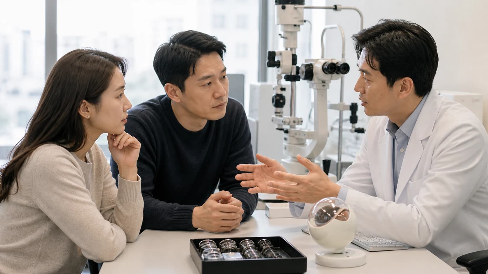 동공 측정 조건 시각 증상과 야간 생활 과업을 비교한 정보 도해