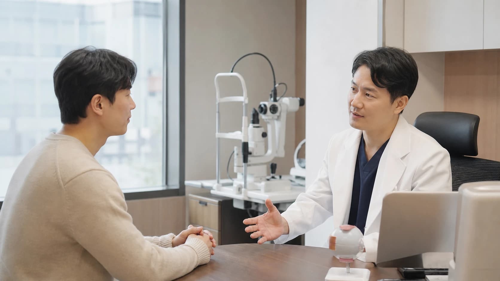 굴절 각막 눈표면 동공 구조 결과의 불일치를 닫는 정보 도해