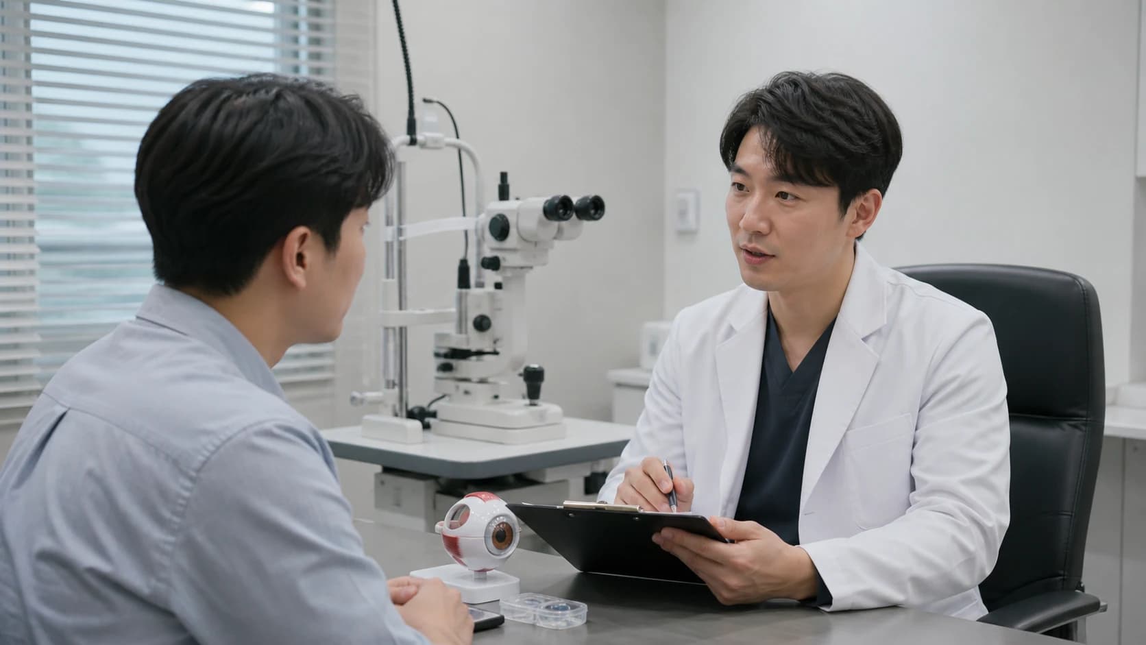 렌즈·처방·병력·약과 눈 상태를 검사 결과 옆에 기록하는 기준선 표