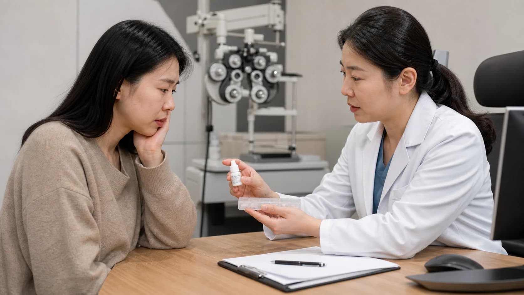 점안 누락·보호도구 이탈·외부 노출을 사실·금지 행동·문의 경로로 나눈 복구카드