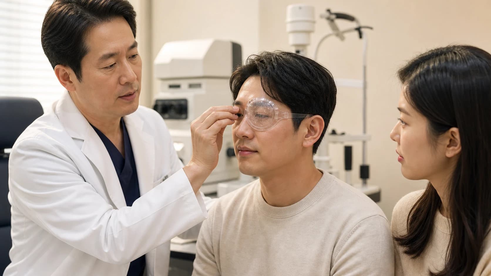라식 전후 지침을 직접 설명하고 시연한 뒤 예외 대응까지 확인하는 실행 인계표
