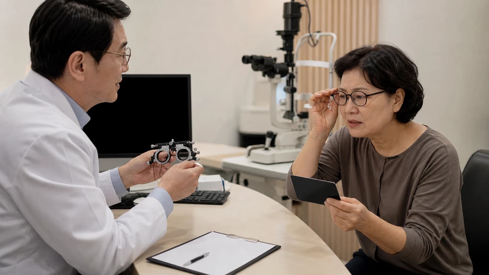 노안 진단의 관찰 사실·임상 해석·남은 불확실성을 구분한 표