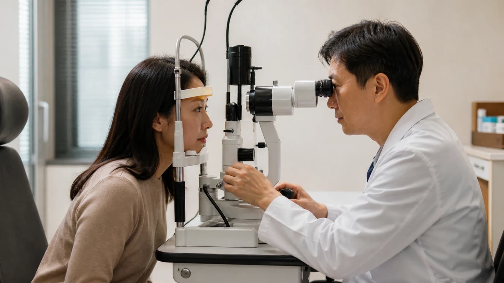 새로운 도수 변화를 이전 기록과 비교하고 굴절 안구표면 수정체 후안부 단서로 평가하는 도해
