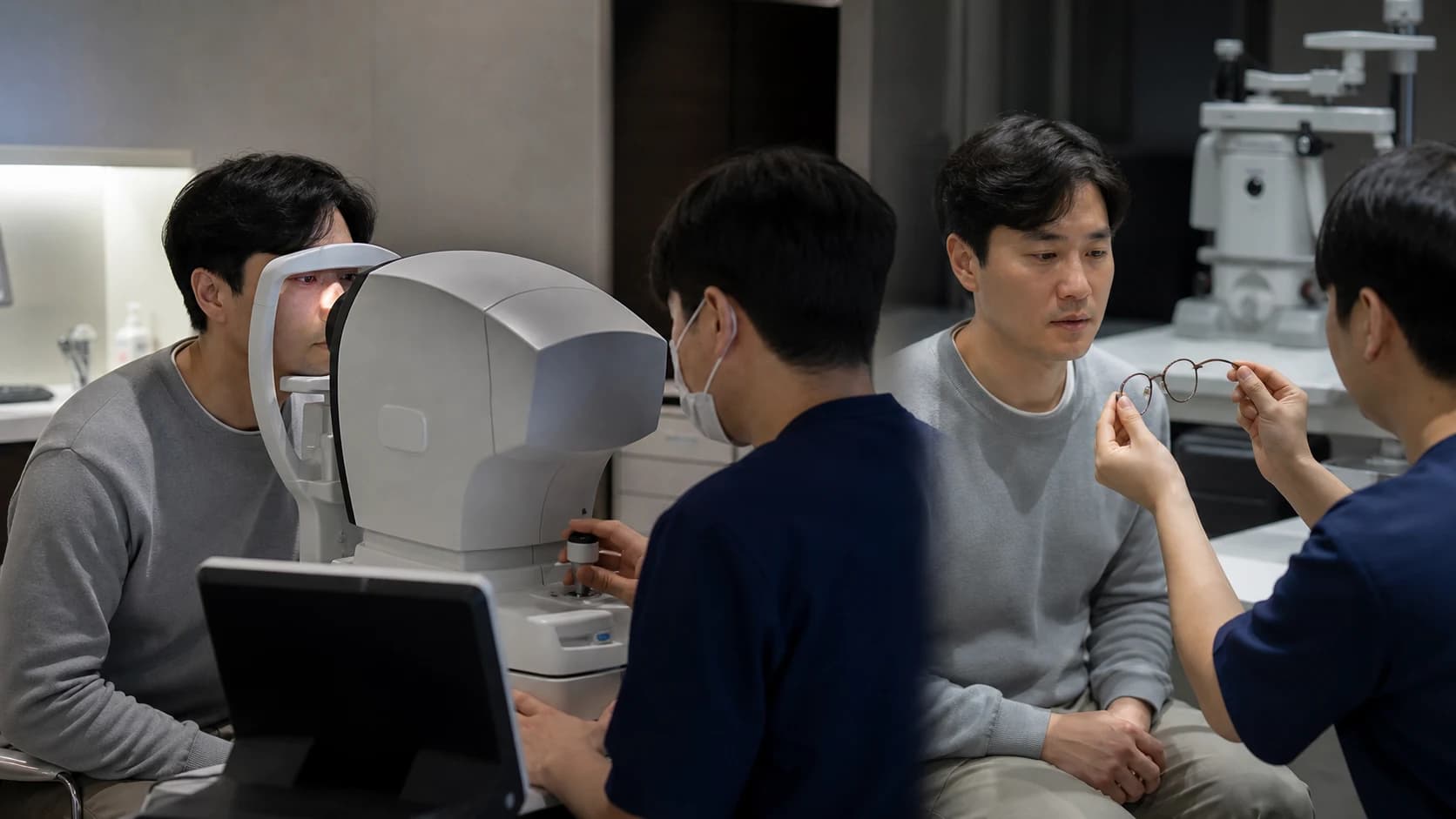 성인 근시 교정을 원거리 업무 야간 운전 화면 사용 장면과 문제 해결 경로에 맞추는 도해