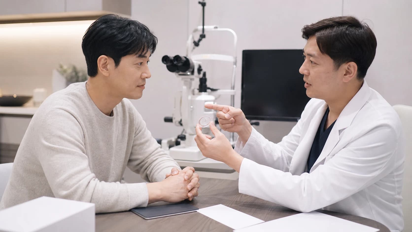 라식 상담에서 공식 술식 기기 적용 눈 교정 목표 날짜와 담당 범위를 맞추는 도해
