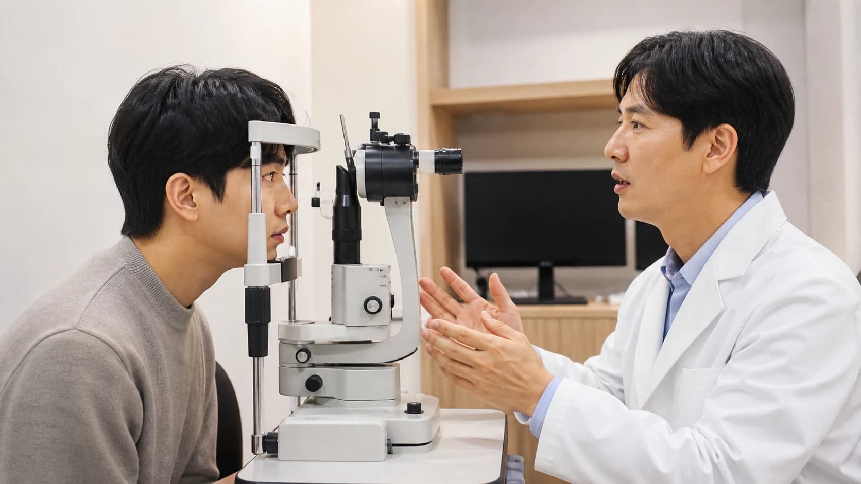 최신 장비의 모델과 허가 사용 지침을 개인 도수 각막 눈 상태 선택 이유와 분리하는 도해