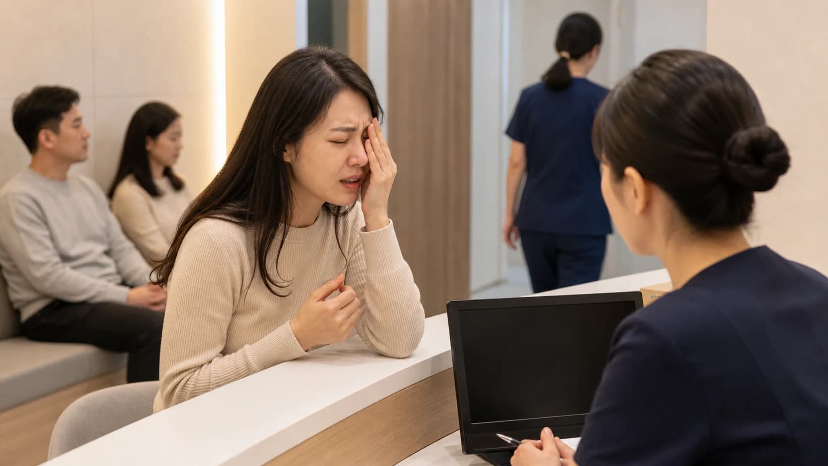 심한 통증 급격한 시력 저하 충혈 분비물 번쩍임 비문증 시야 가림을 즉시 진료로 올리는 도해