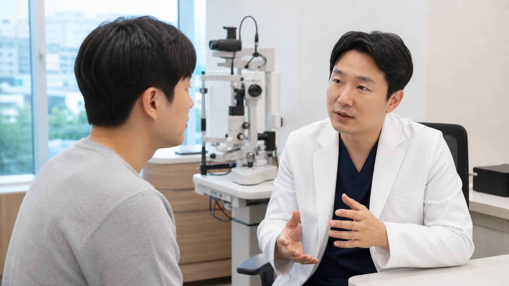 수술 당일 눈 전신 준비 변화를 확인해 진행 재확인 또는 연기로 나누는 정보 도해