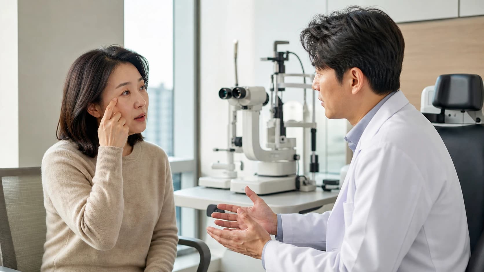 진료 전 눈별 진단 목표 생활 과업 절충과 예상 밖 원인 검사 다음 경로를 묻는 정보 도해