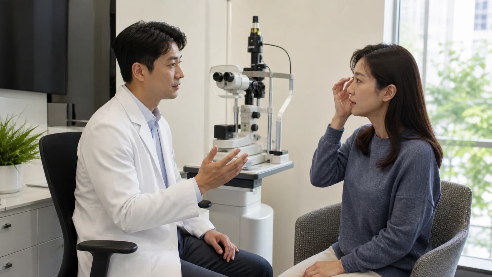 근시 관리 중 이상반응의 증상 눈 시점 원인 평가 중단 조정 전환과 재시작 종료 조건을 기록하는 정보 도해
