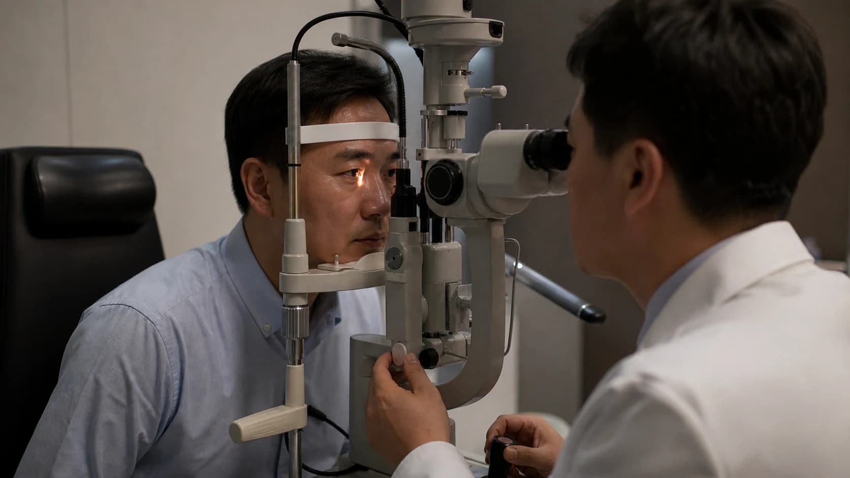 고도근시의 정기 산동 후안부 평가 조기 발견 진료 연결과 번쩍임 비문증 시야 가림 응급 경로 정보 도해