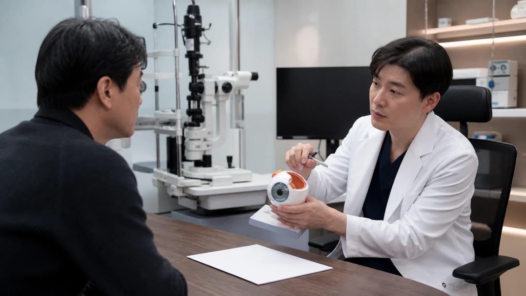 굴절 각막 눈표면 눈 건강과 기기 계획으로 기술적 가능성과 보류 조건을 남기는 정보 도해