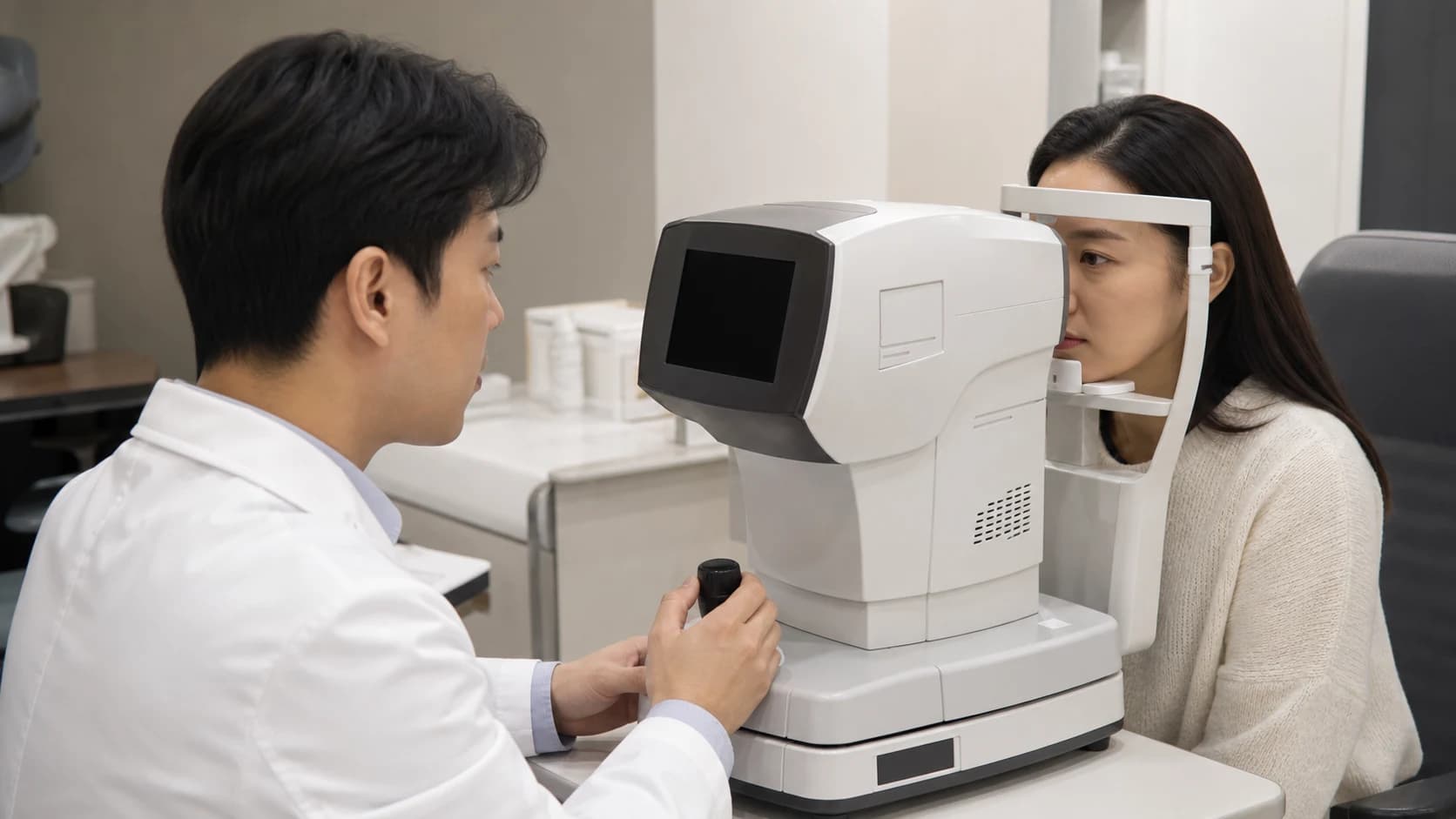 렌즈 이력 눈표면 건강 상태 응답 안정성을 기록하고 비교 보류와 재측정 조건을 정하는 정보 도해