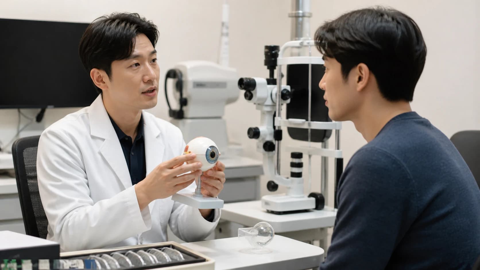 난시 점검 변화 출처를 측정 응답 눈표면 렌즈 안경 교정수단과 눈 자체 변화로 분류하는 정보 도해
