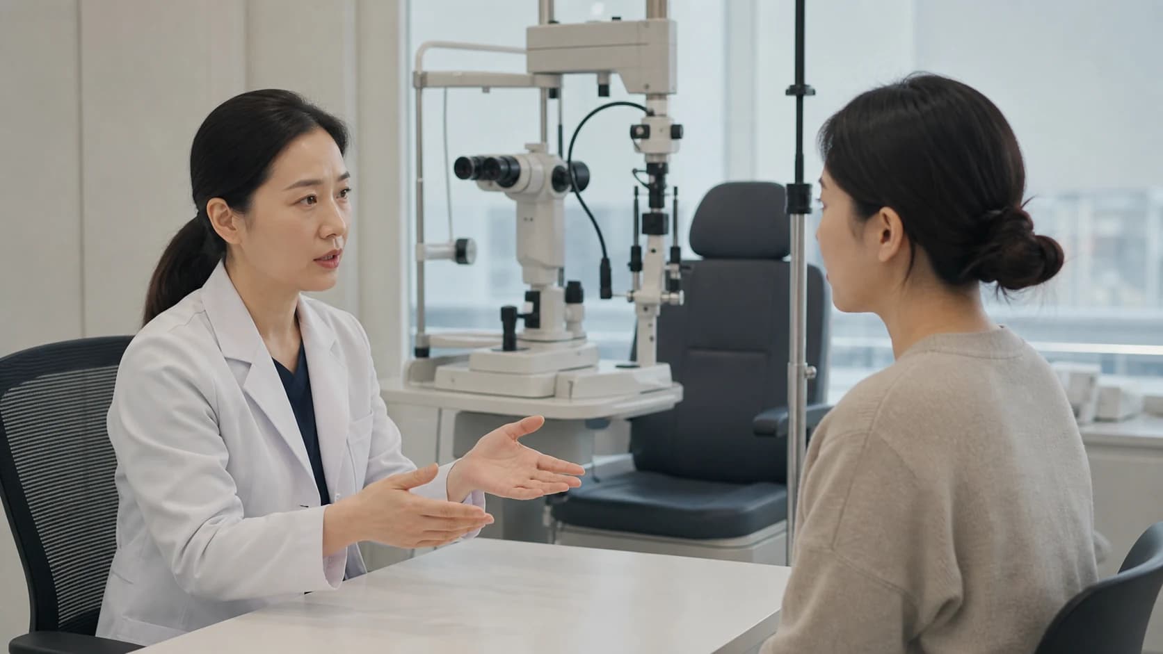 개인 점검 예정일 조기 재평가 조건 갑작스러운 시력 통증 시야 변화의 긴급 경로를 정하는 정보 도해