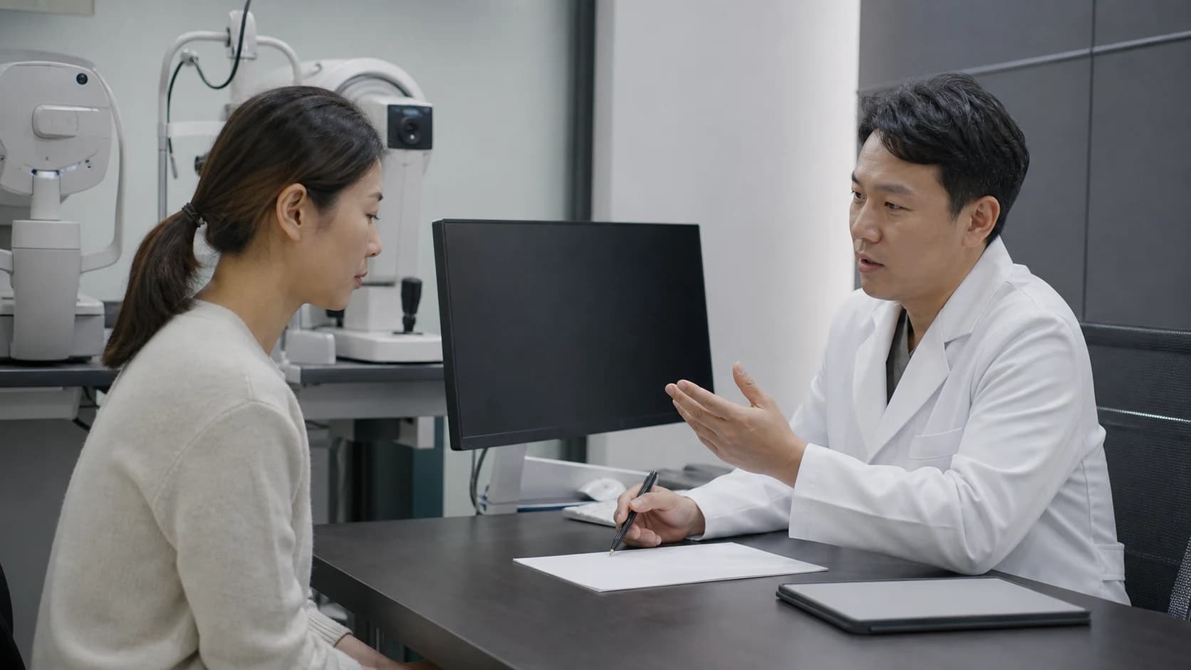 노안 판단 결과로 진행 재측정 선행관리 외부의견 비수술 관찰 보류와 책임을 남기는 정보 도해