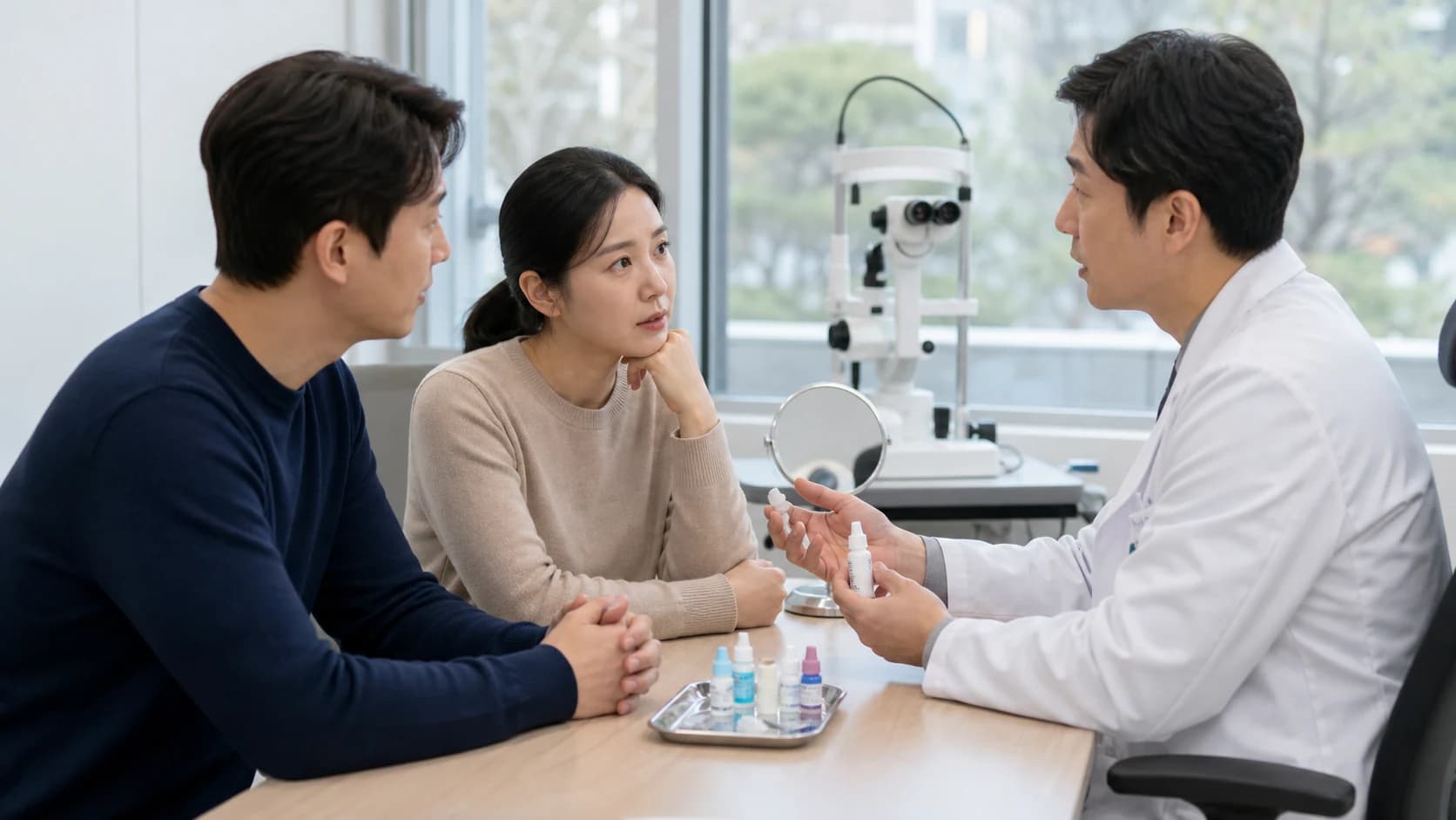 라섹 점안 처방의 제품 적용 눈 용법 버전 실제 시각 누락 중복 불편 오염 재고 보관 문의 결과를 기록하는 정보 도해
