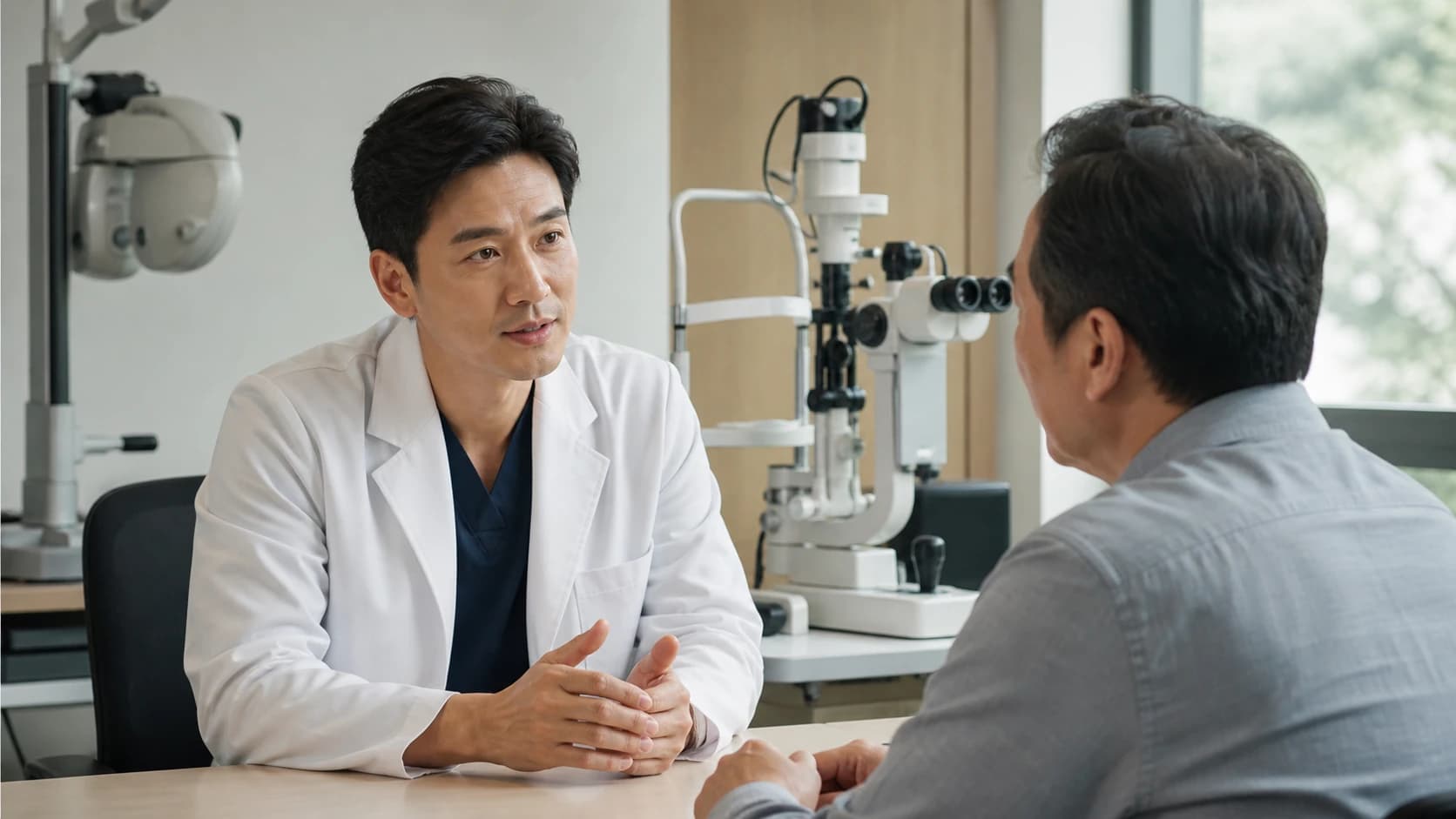 노안 교정의 원하지 않는 결과 수술 전 방어선 잔여 한계와 발생 후 재측정 보완 치료 의뢰 경로를 닫는 정보 도해