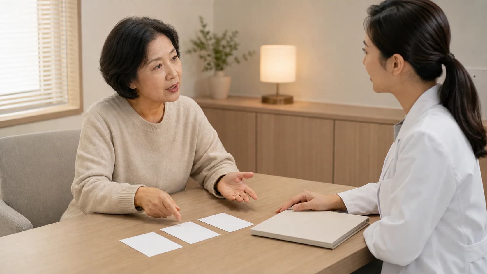 환자가 설명의 핵심을 자기 말로 되짚고 의료진이 확인하는 장면