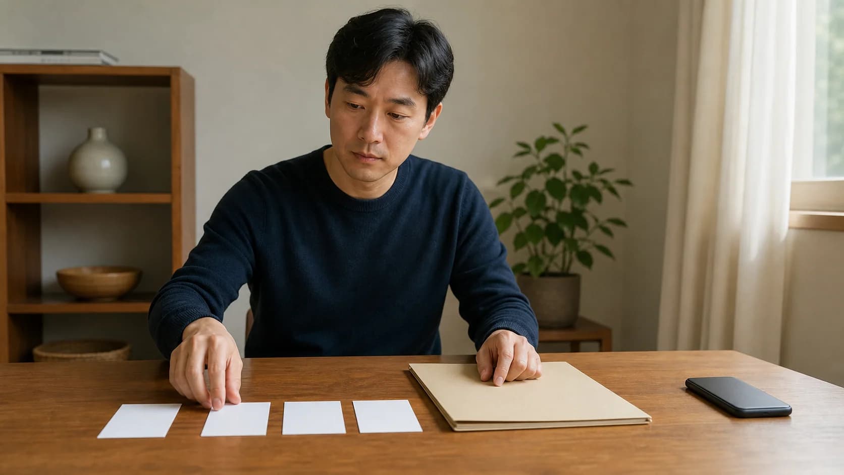 후보 자료를 열기 전에 보류 조건을 별도 빈 카드로 먼저 나누는 장면