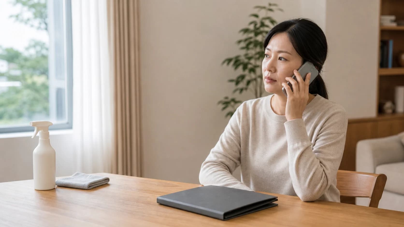 청소 활동을 멈추고 눈을 만지지 않은 채 지정 경로로 연락하는 장면