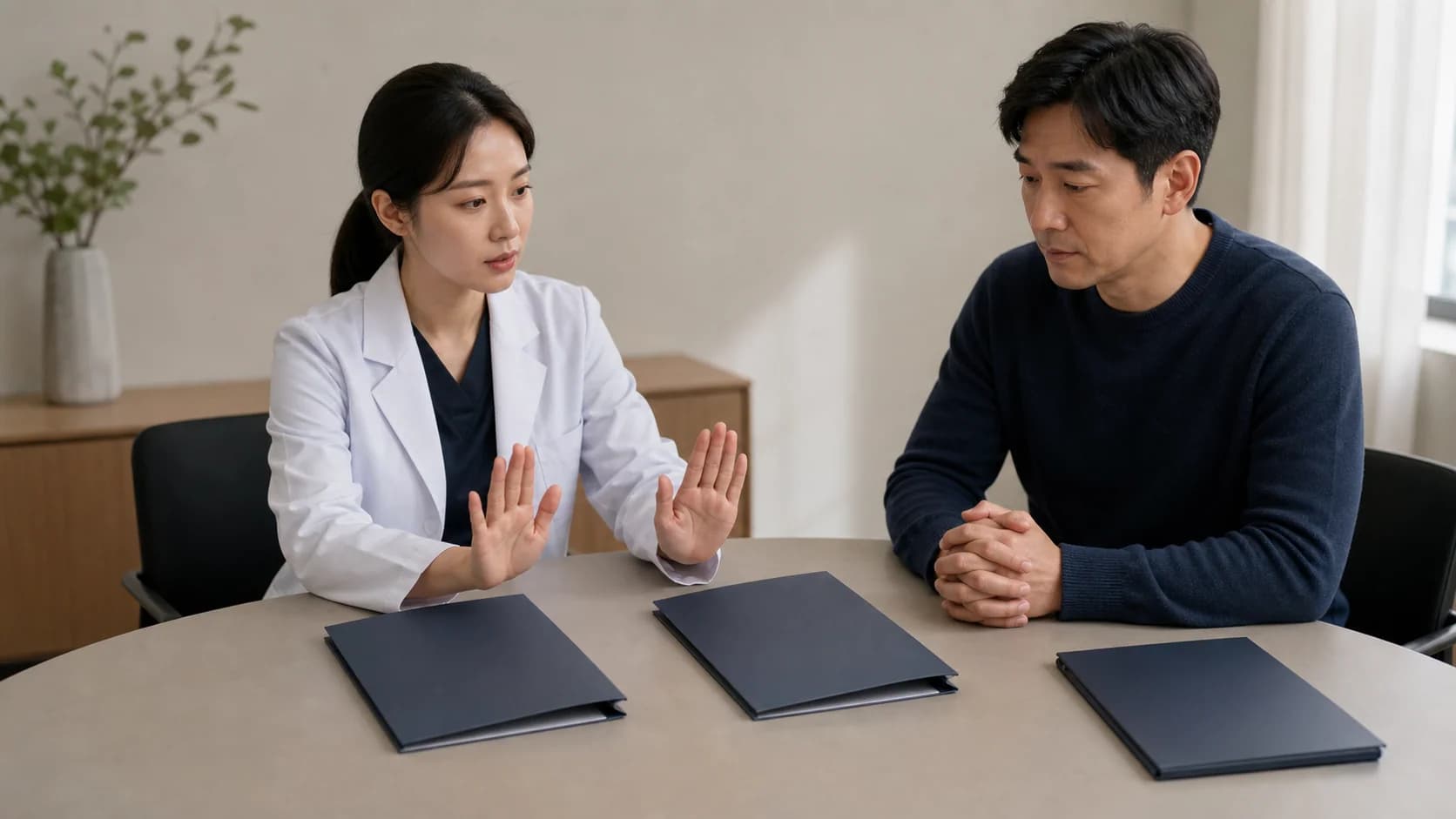 서로 맞지 않는 측정 자료 앞에서 계획을 멈추고 재평가 경로를 여는 상담 장면