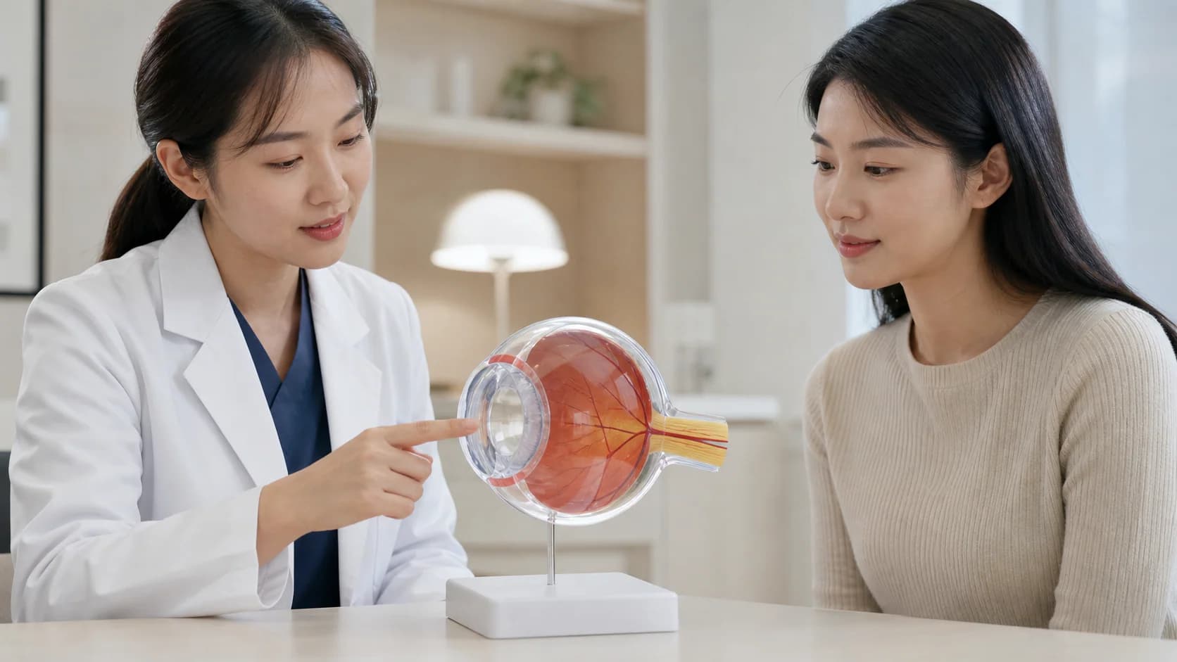 수정체의 원거리·근거리 초점 변화와 뒤쪽 시신경을 분리한 교육 모형