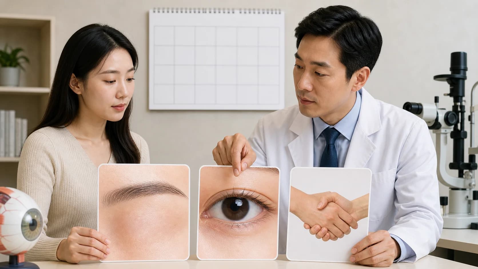 고정된 달력 숫자 대신 피부 상태와 눈 상태, 담당자 확인을 보는 일정 결정
