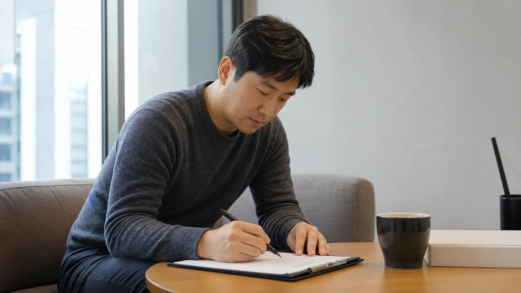 눈꺼풀 미세 떨림과 완전 눈감김, 얼굴 확산, 시야 흔들림을 네 범위로 나누어 기록하는 성인