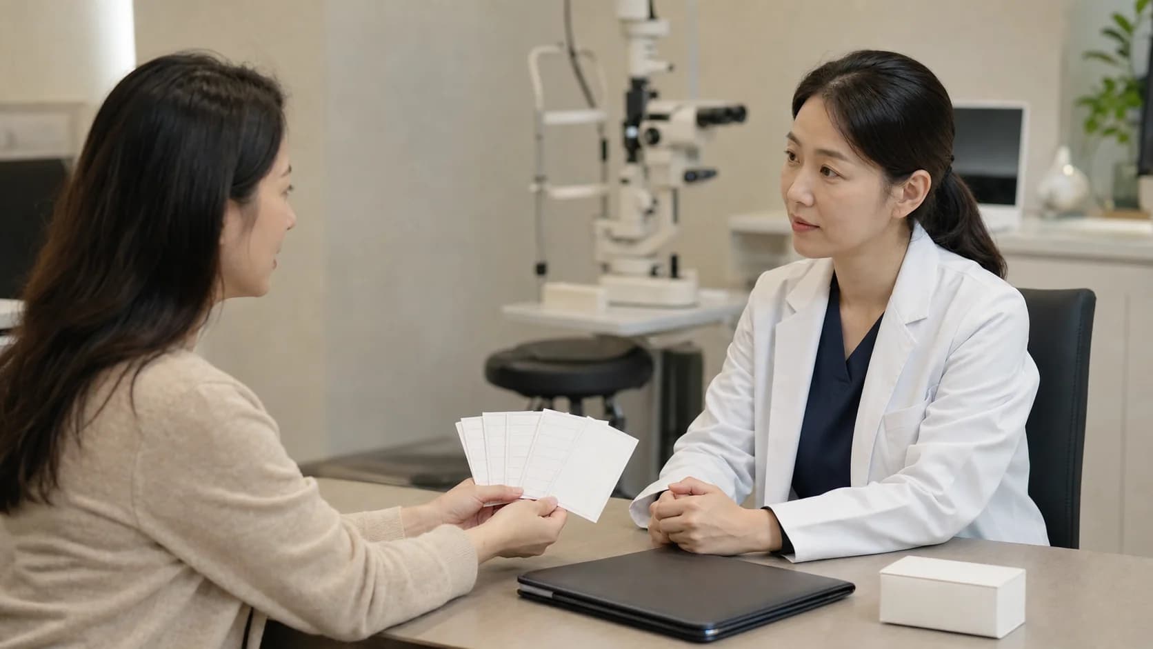 환자가 반복 작업과 증상 없는 비교 작업의 빈 플래너 및 수술 문서를 의료진에게 전달하는 상담