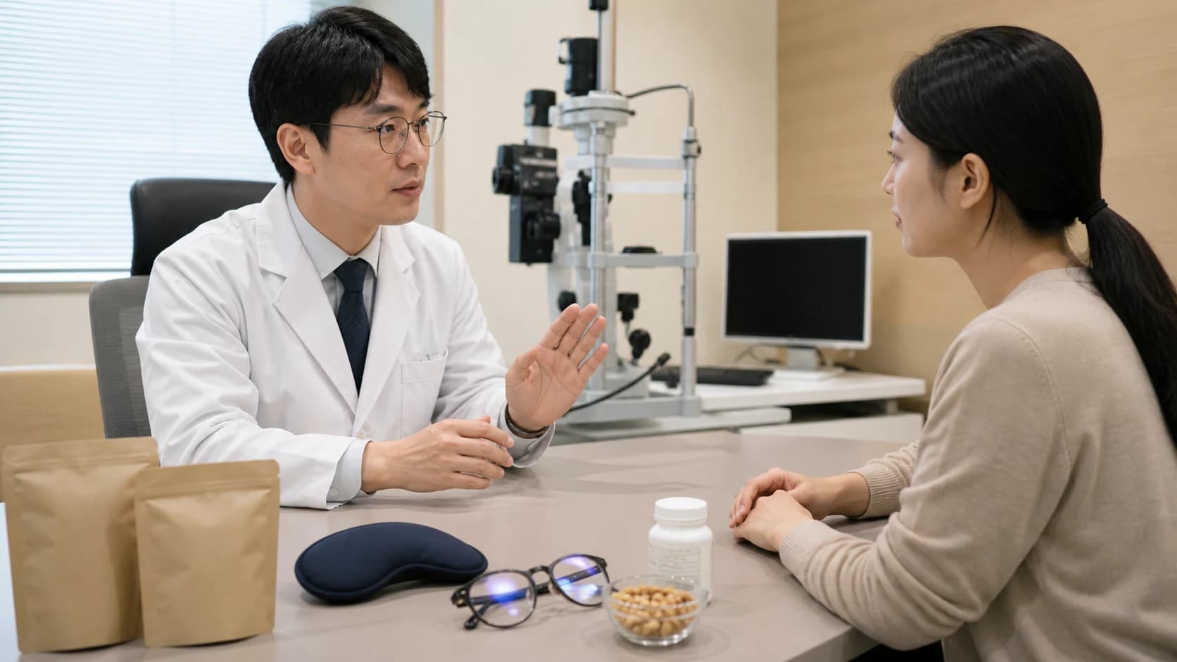 블루라이트 제품, 찜질, 음식, 보충제를 네 치료 경계 밖에 둔 구조