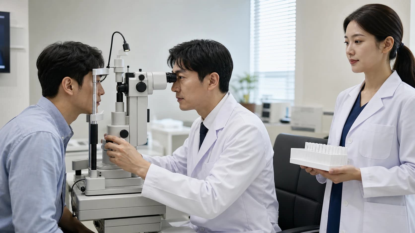 눈 증상과 철 상태를 서로 다른 검사 경로로 나눈 도해