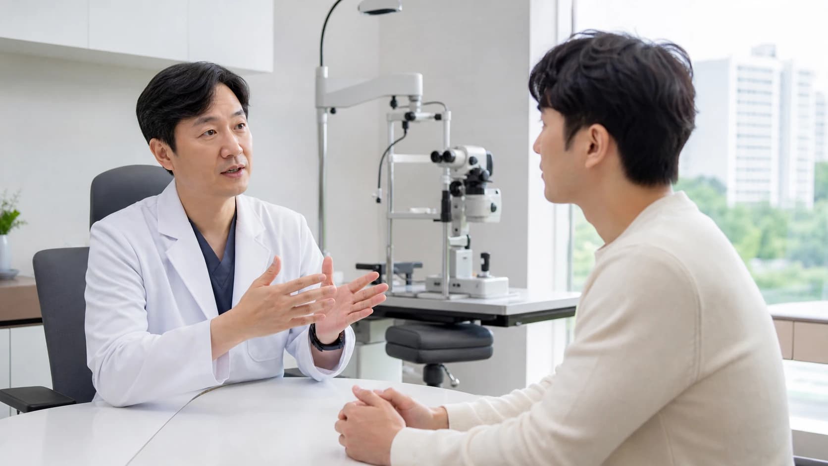 가족 시각 기능 변화의 네 진료 우선순위 도해