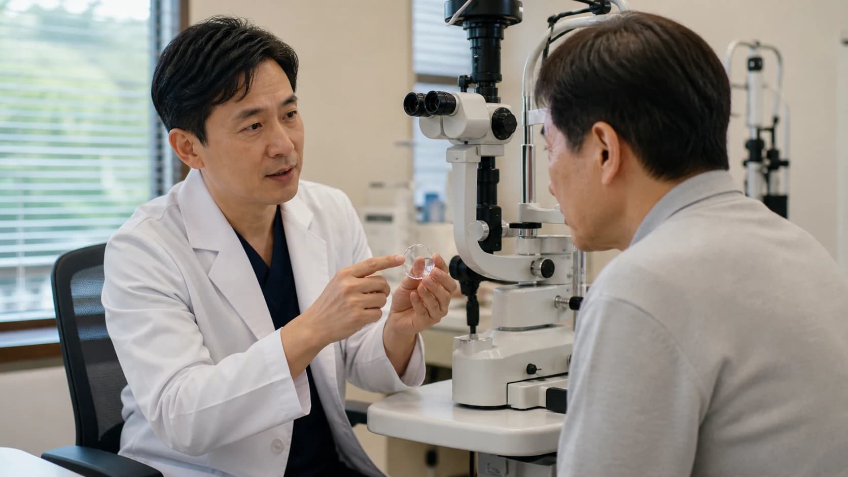 수정체 검사에서 백내장 수술·굴절 렌즈 교체·추적으로 이어지는 경로