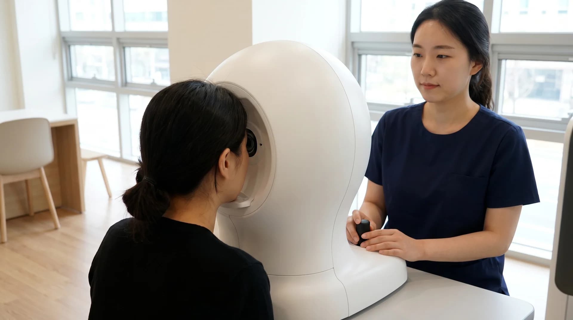 각막 두께 도수 눈물막 상태를 개인별로 확인하는 검사 장면