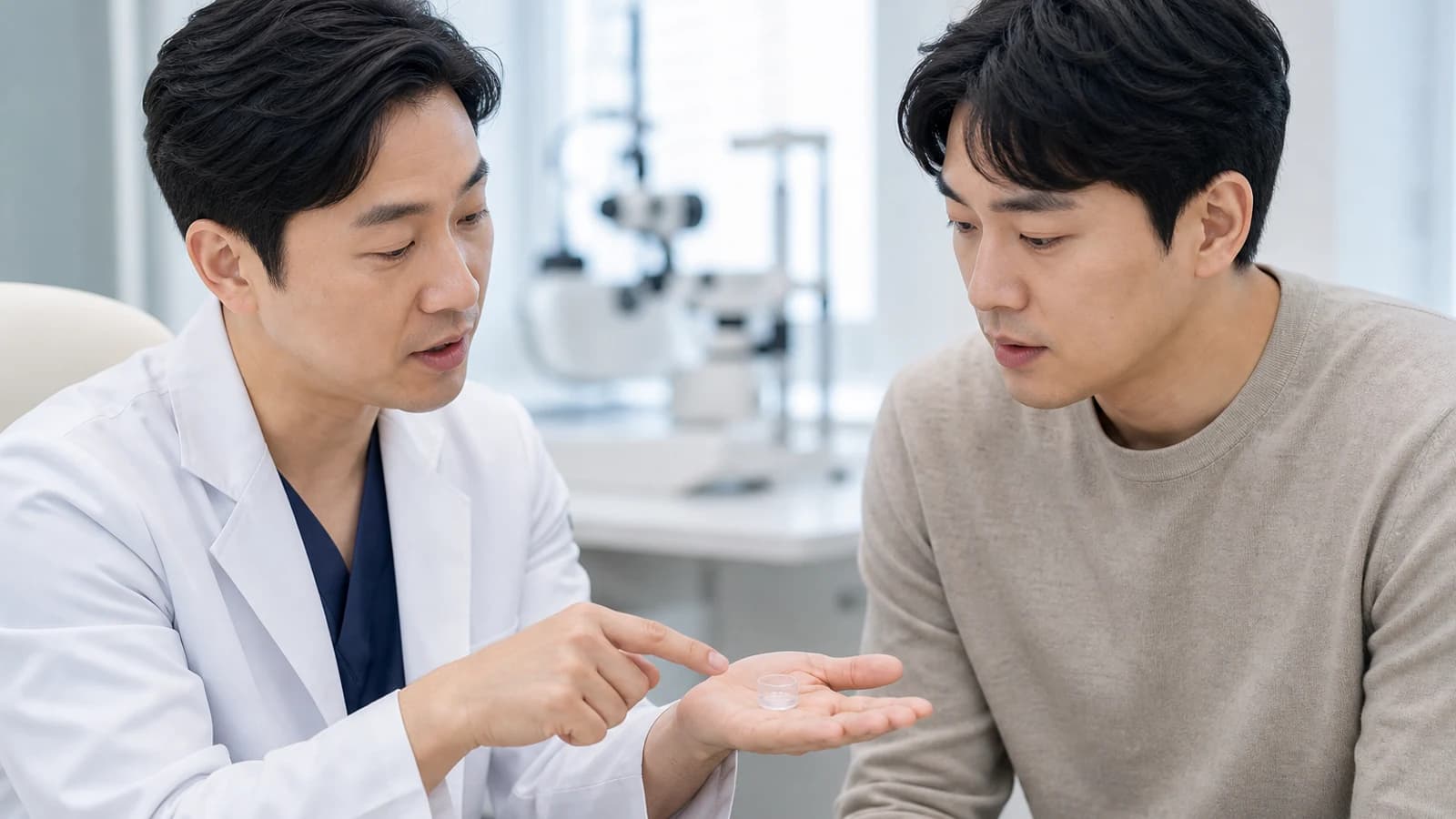 라섹과 렌즈삽입술 두 시술의 개념 차이를 보여주는 설명 그래픽